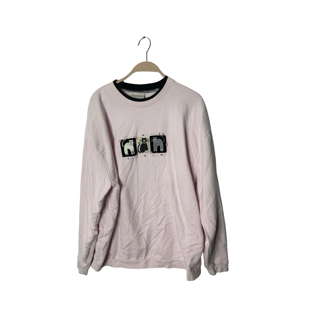 Natural Escape‎ size 2XL pink kitty cat crewneck sweatshirt